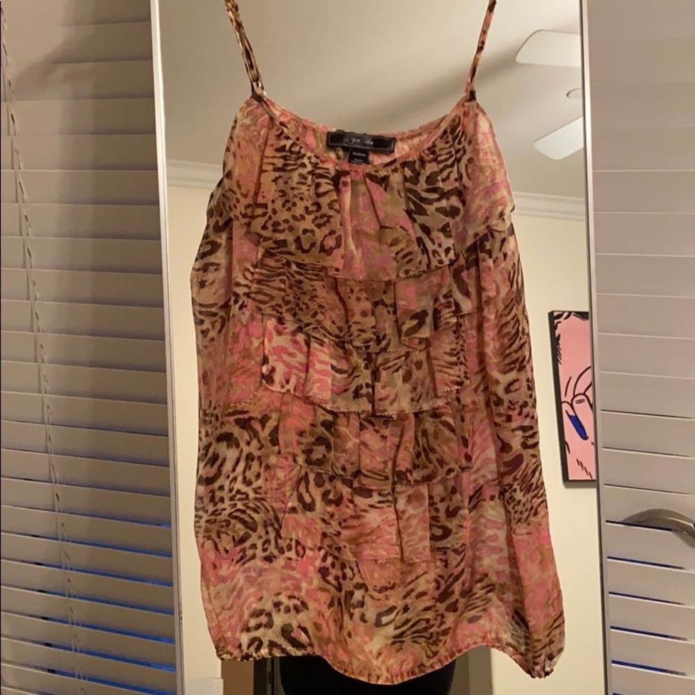 YA-DA leopard ruffled camisole